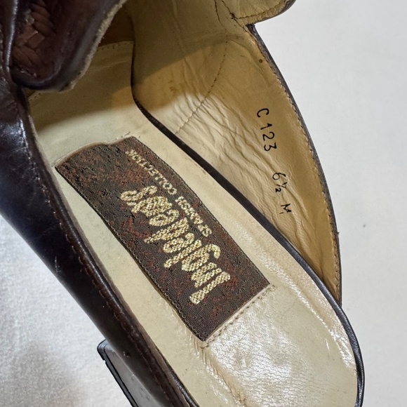 Ingledews Spain Women Brown Leather Woven Block Heel Mule 6 6.5 Preppy Academia - Picture 6 of 9